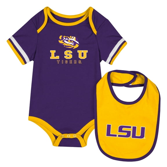 Newborn & Infant-Colosseum  Purple LSU Tigers Bodysuit & Bib Set