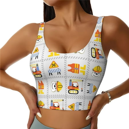 Sports Bras For Women  Construction Equipments Worker Workout Crop Tank Tops  U Back Sports Bra Athletic Tops