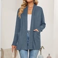 thumbnail image 6 of WTOBBY Women's Lightweight Cardigan Sweater Open Front Long Sleeve Thin Knit Jacket Casual Loose Fit Cover Up with Pockets Breathable Layer for Spring Fall,Blue L, 6 of 6