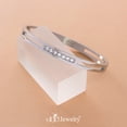 thumbnail image 3 of 555Jewelry Womens Girls Stainless Steel CZ Cubic Zirconia Stone Hinged Lock Hollow Cuff Band Bangle Bracelet, Silver, 3 of 5