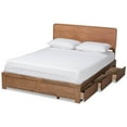 thumbnail image 1 of Baxton Studio Eleni Lit Grand Size en Bois Fini Noyer avec 3 Tiroirs, 1 of 10