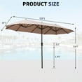 thumbnail image 6 of Ainfox 13ft Large Patio Umbrella,Outdoor Double-Sided Rectangle Market Heavy Duty Umbrellas without Base, Khaki, 6 of 9