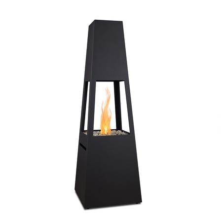 Real Flame Ferro 70" Chiminea with Hidden Propane Tank in Black