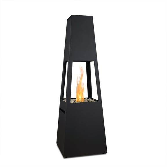 Real Flame Ferro 70" Chiminea with Hidden Propane Tank in Black