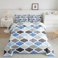 thumbnail image 2 of Castle Fairy Vintage Geometric Quatrefoil Queen Comforter Set 3 Pieces,Abstract Grid Motif Comforter Sets Queen,Skyblue Gray Pale,Reversible,1 Comforter and 2 Pillowcases, 2 of 6