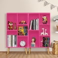 thumbnail image 7 of 5 Cube Bookshelf, 3-Tier Bookcase with Legs, Pink Kids Book Shelf Cute Storage Organizer, Free Standing Open Toy Shelves Modern Bookshelves,Wood Display Bookcases for Bedroom,Living Room, 7 of 7