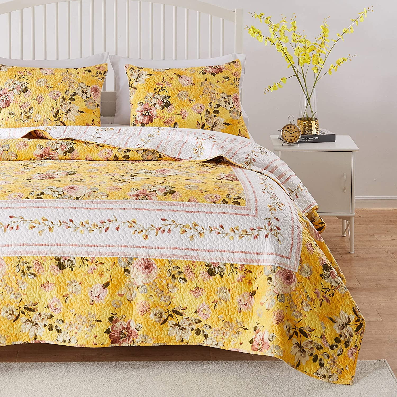 Details about   NEW ~ COZY CHIC COUNTRY COTTAGE SHABBY RED YELLOW BLUE FLORAL LEAF QUILT SET 