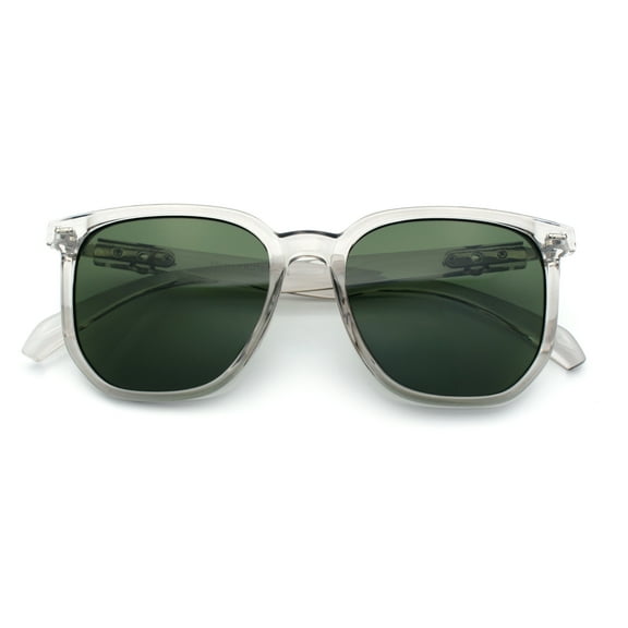 Gentlemanly Fancy Metal Hinge Oversized Thin Plastic Horn Rim Sunglasses Slate - Green