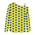 thumbnail image 4 of Penkiiy Womens Valentine Day Sweatshirt Off-shoulder Shirt Graphic Long Sleeve Pullover Tops S Yellow, 4 of 5