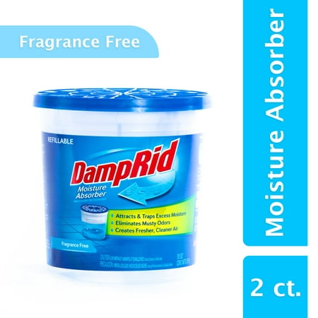 DampRid Refillable Moisture Absorber, Fragrance-Free Twin Pack (2 x 10.5 Oz. tubs); Attract and Trap Excess Moisture from Air; Eliminate Musty Odors at the Source and Create Cleaner, Fresher