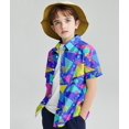 thumbnail image 3 of Aideaone Boys Button Down Shirts 3D Graphic Hawaiian Aloha Short Sleeve Shirt Tops 5-10T, 3 of 7