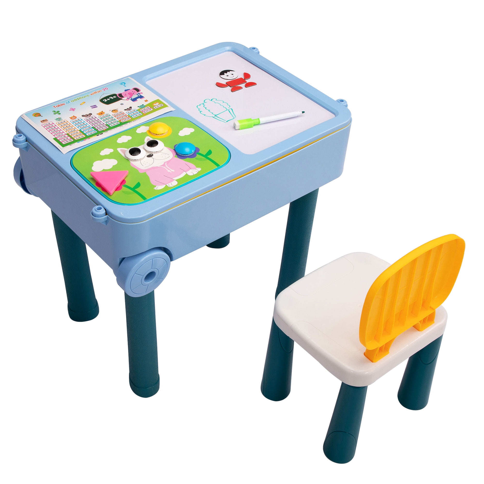 Nickelodeon Blues Clues Kids Erasable Activity Table Includes 2 Chairs with  Safety Lock, Non-Skid Rubber Feet & Padded Seats 