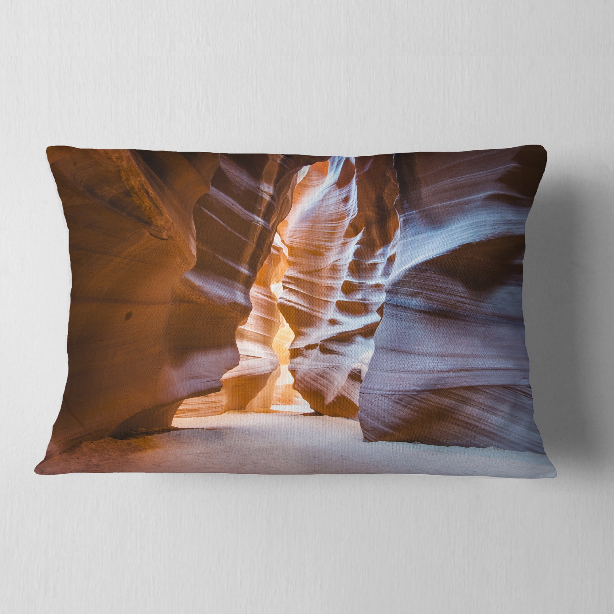 Designart Antelope Canyon Glow Inside - Landscape Photography Throw Pillow - 12x20