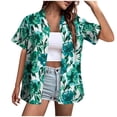thumbnail image 3 of MYAOYI Womens Collared Hawaiian Shirt Short Sleeve Button Down Casual Top, 3 of 5