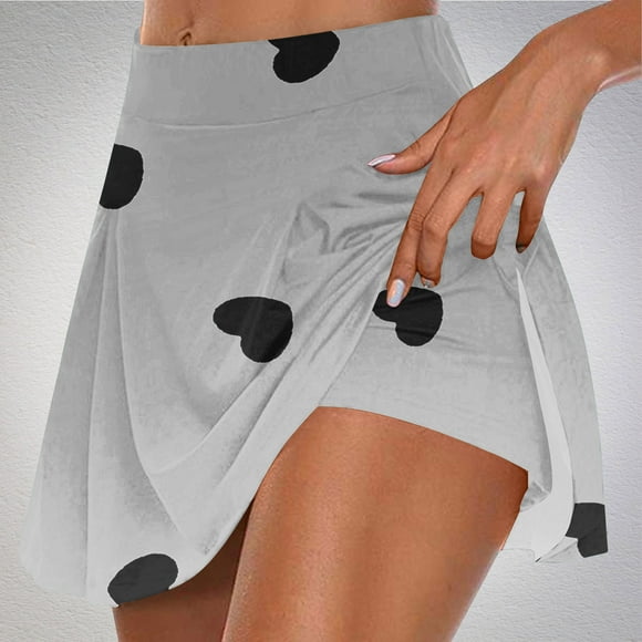 Shorts for Women TopLLC Womens Shorts Women's Summer Leaf Print Pleated Tennis Skirts Athletic Stretchy Short Yoga Fake Two Piece Trouser Skirt Shorts Women shorts