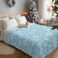 thumbnail image 2 of Throw Blanket Fleece Throw Blanket 40x50in, Christmas Winter Snowflakes Soft Lightweight Bed Blankets Blue and White Fuzzy Couch Blankets for All Season, 2 of 9
