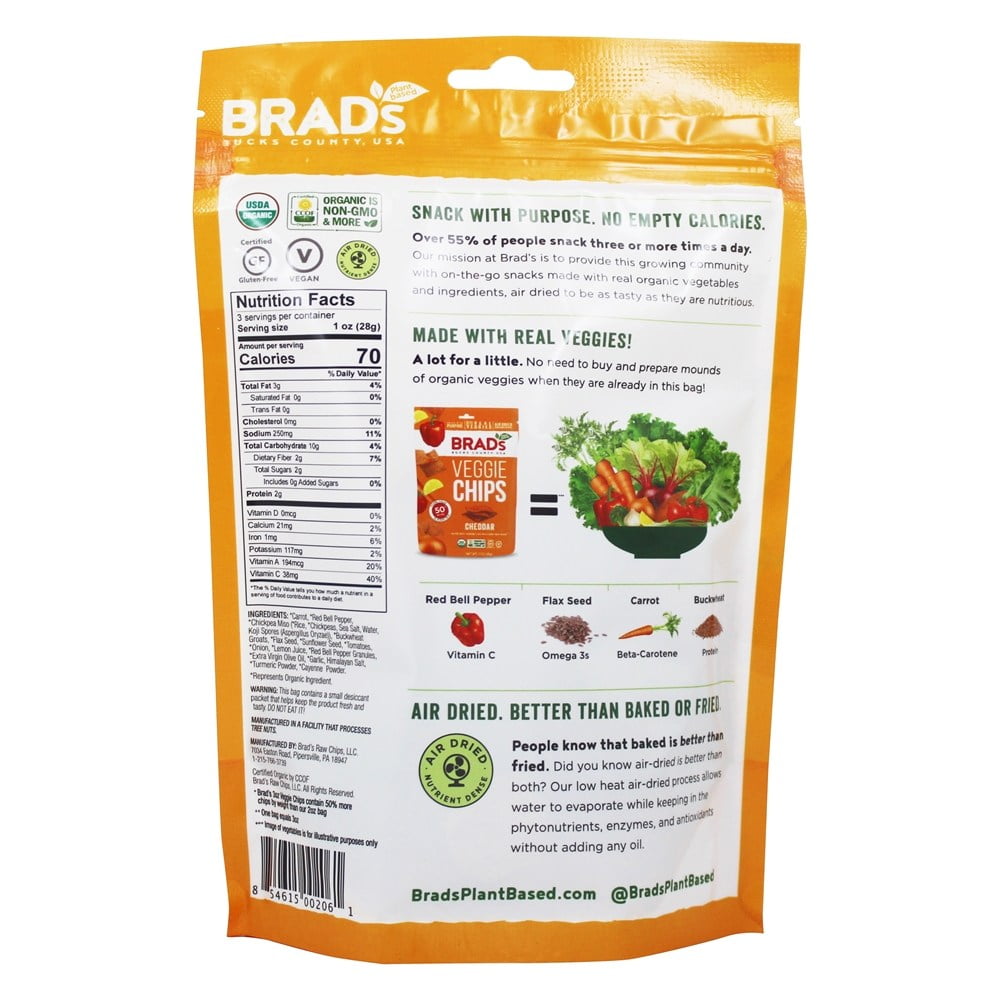 お手軽価格で贈りやすい Brad S Plant Based Organic Veggie Chips Red Bell Pepper 12 Bags 36 Servings Total Daawathmi Com