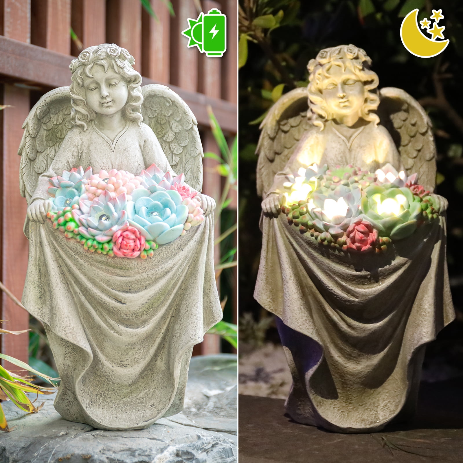 Goodeco Angel Solar Outdoor Garden Decor Statues Yard Art Patio Front Lawn  Ornaments Christmas Gifts for Mom Grandma Women LD602229 - The Home Depot