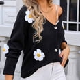 thumbnail image 7 of SHTXOZHI Women's Long Sleeve Button Down Sweater Cardigan Cute Embroidery Knit Cardigan Fall Outfit, 7 of 7
