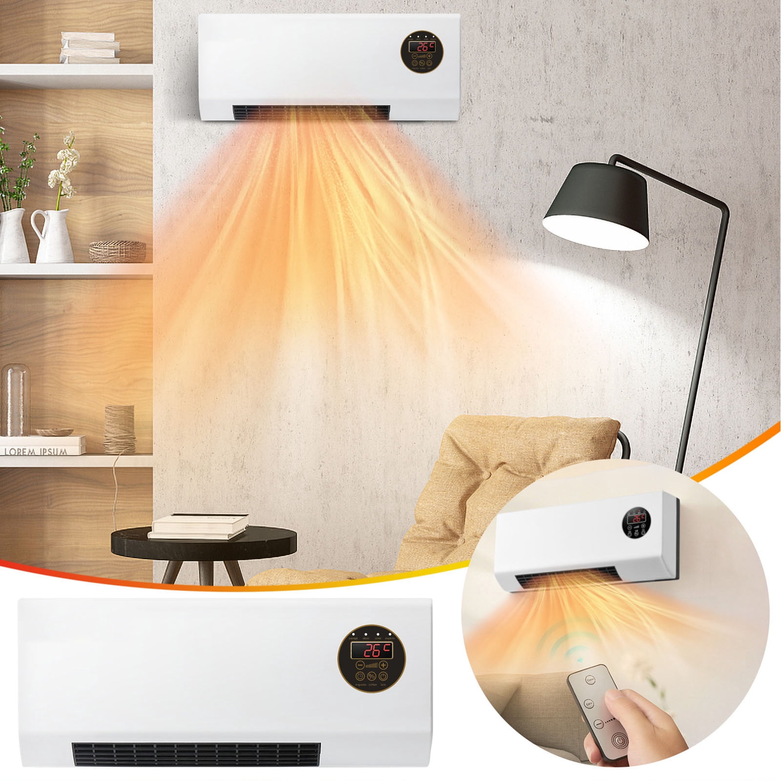 14000 BTU Ductless Portable Air Conditioners No Windows Needed, Wall Air Conditioner with Heaters, Split Ac Heating System, Fast Heating