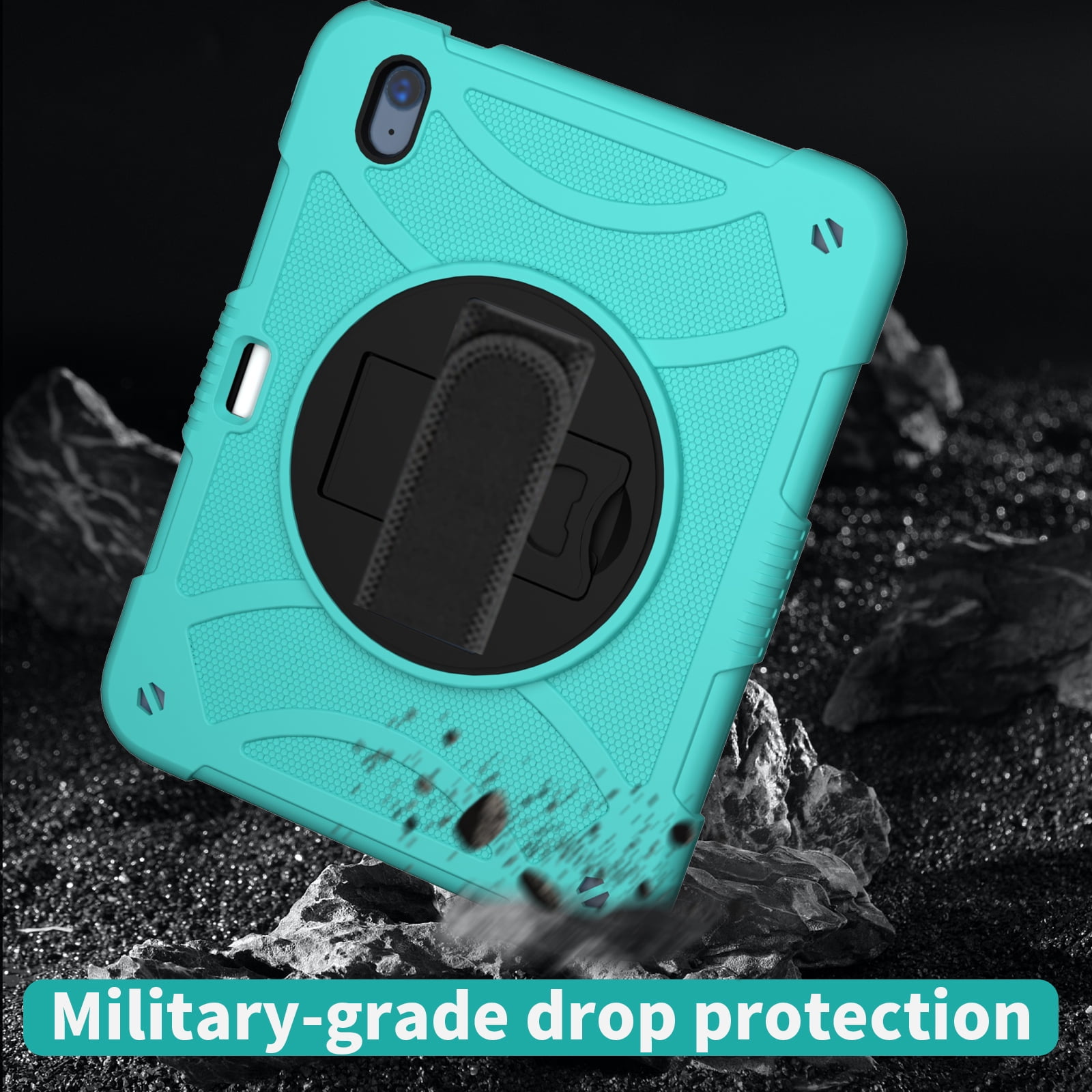 kids Case for iPad (A16) 11th Generation 11 Inch (2025), iPad 10th Generation 10.9 Inch (2022) Case, Military Grade Drop Protection with Hand/Shoulder Strap Rotating Stand Pencil Holder, Mint