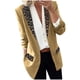 thumbnail image 1 of Chaquetas de traje de lentejuelas Fahion Capa de solapa para mujer, con muesca de , estilo casual, para oficina, prendas de vestir,blazer moda（Caqui， XL), 1 of 4