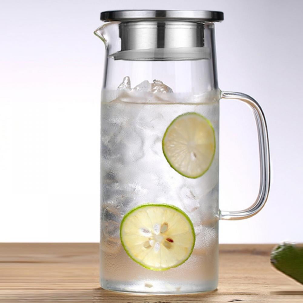 Lemonade Juice Pitcher for Water Ice Tea 40 oz Glass Carafe with Lid Milk 