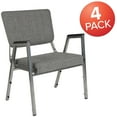 thumbnail image 3 of Flash Furniture 4 Pack HERCULES Series 1000 lb. Rated Gray Antimicrobial Fabric Bariatric Medical Reception Arm Chair with Panel Back, 3 of 8