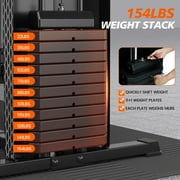 UPGO Home Gym Station, Workout Equipment with 154LBS Weight Stack, Leg Press And Preacher Curl Pad