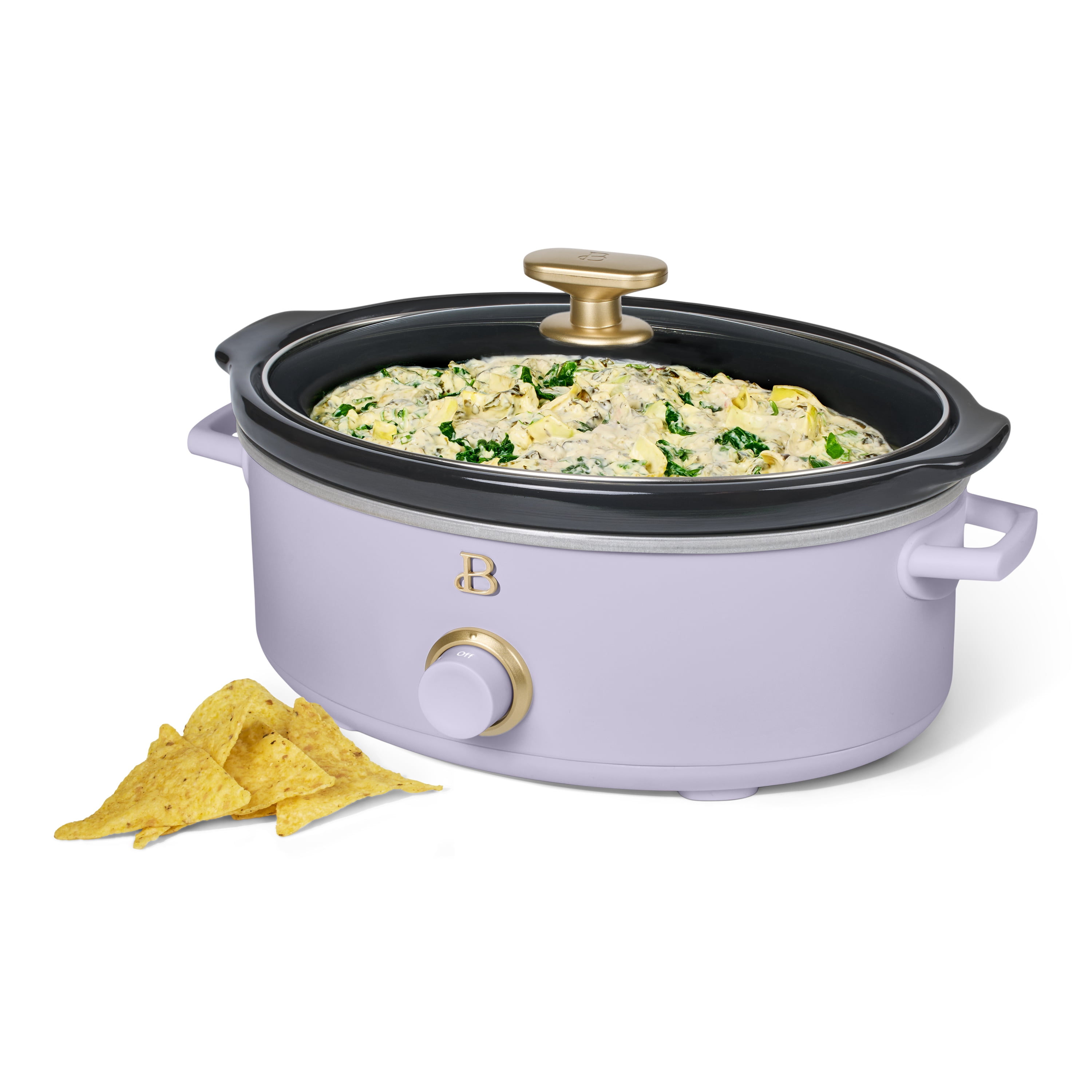 Beautiful 2.5 Qt Dip and Serve Manual Slow Cooker, Lavender by Drew Barrymore