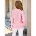thumbnail image 5 of Womens Sweaters Knit Crew Neck Casual Long Sleeve Fall Tunic Sweater Tops Pink L, 5 of 9