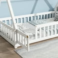 thumbnail image 4 of Newest Twin Tent-shaped Floor Bed,Teepee Bed with Guardrails,Slats , Door,White, 4 of 9