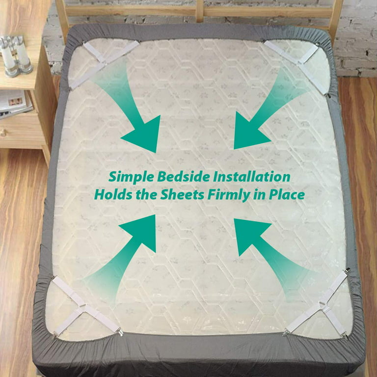 4PCS Adjustable Bed Sheet Holder Straps Fitted Sheet Sheet Clip Elastic  Anti Slip Clip Blankets Quilt Holder Organize Gadgets