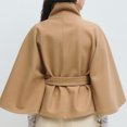 thumbnail image 5 of Wutalume Women's Fashion Solid Color Hooded Button Up Belted Trench Coat Jacket, Classic and Elegant Outerwear for Office and Casual Occasions,Khaki 2XL, 5 of 5