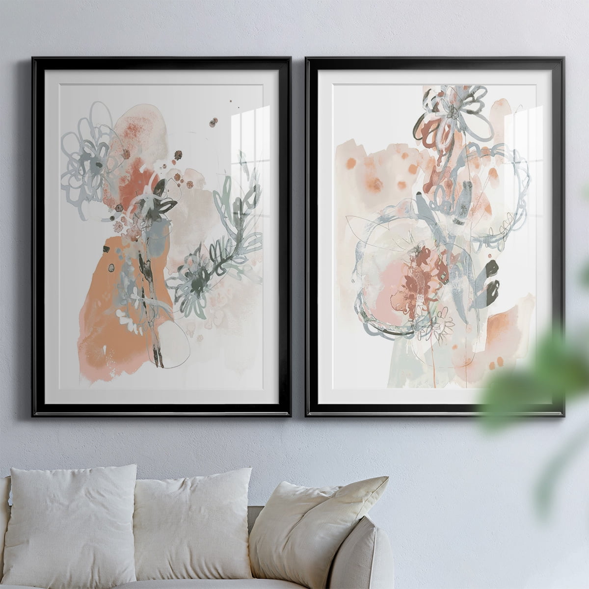 Wexford Home Petal Drift I Premium Framed Print, 18.5" x 24.5" - Ready to Hang, Black (Set of 2)