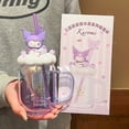 thumbnail image 2 of Taza de agua de cristal Stitch, taza con pajita Kurome, taza de agua bonita de alto valor para niñas, taza para el hogar para niños, 2 of 5