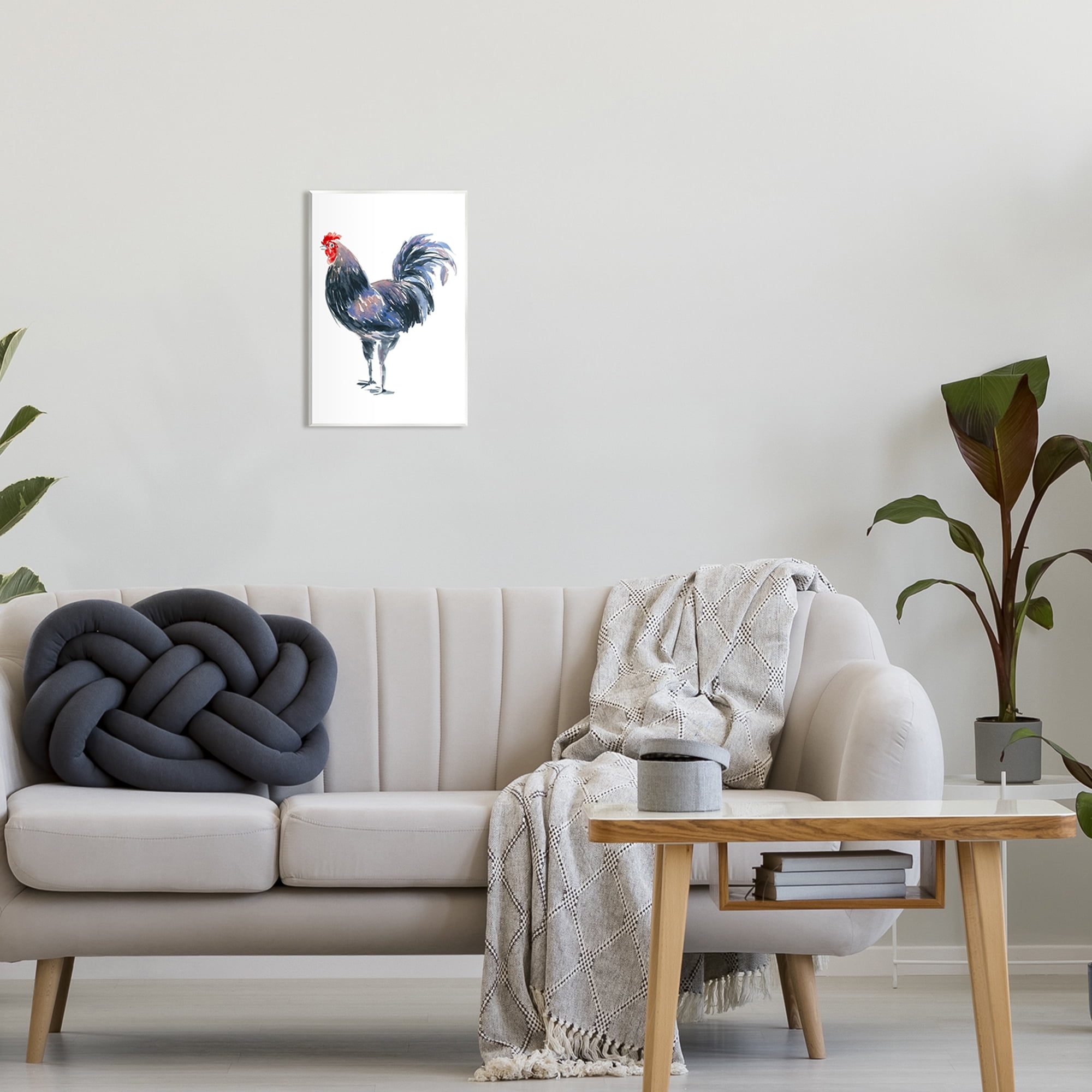 Stupell Industries Rooster Portrait on White Animals & Insects Painting Unframed Art Print Wall Art, 10 x 15