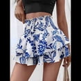 thumbnail image 4 of Mini Shorts con Volantes y Cintura Alta para Mujer Bonitos Shorts Cortos Escalonados con Shorts Debajo Azul L, 4 of 8