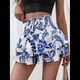 thumbnail image 4 of Mini Shorts con Volantes y Cintura Alta para Mujer Bonitos Shorts Cortos Escalonados con Shorts Debajo Azul L, 4 of 8