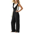 thumbnail image 5 of CHGBMOK Casual Summer Dressy for Women Ruffle Sleeveless Linen Jumpsuits with Pockets Wide Leg Pants, 5 of 7