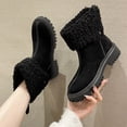 thumbnail image 4 of Jsaierl Womens Combat Boots Ankle Booties Round Toe Chunky Heel Ankle Boots Zipper Block Heel Ankle Boots Winter Snow Boots Mid- Calf Ankle Bootie, 4 of 5