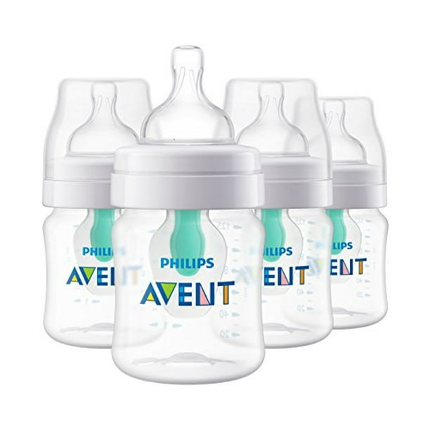 Philips Avent Anticolic Baby Bottle with AirFree vent 4 Oz 4pk, SCF400