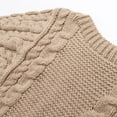thumbnail image 3 of Women's Solid Knit Cable Sweater Casual Long Lantern Sleeve Pullover Crew Neck Knitted Tops, 3 of 8