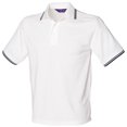thumbnail image 1 of Henbury - Polo de manga corta 65/35 Modelo Tipped - Verano/ Vacaciones/Deporte (Blanco/Azul marino), 1 of 1