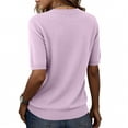 thumbnail image 4 of Resicozy Short Sleeve Sweater for Women Spring Tops Round Neck Lightweight Pullover Loose Dressy Casual Blouse Basic Clothes Purple Pink XL, 4 of 6