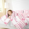 thumbnail image 4 of Erosebridal Chic Bow Comforter Sets Full Size,Pink White Plaid Print Comforters & Duvets,Cute Bow-Tie Bedding Full Comforter Set For Teens,Microfiber Bedroom Decor Reversible,3 Pieces, 4 of 8