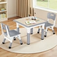 thumbnail image 2 of Arlopu Kids Table and 2 Chairs Set, Height-Adjustable Toddler Table and Chairs Set with Graffiti Desktop, Toddler Activity Table for Daycare/ Classroom/Home, 2 of 9