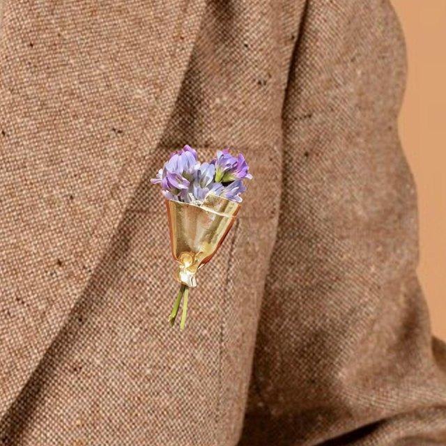 Broche de mini jarrón, alfiler de solapa multifuncional para suéteres, manualidades, bolsos, mochilas, bricolaje Plata