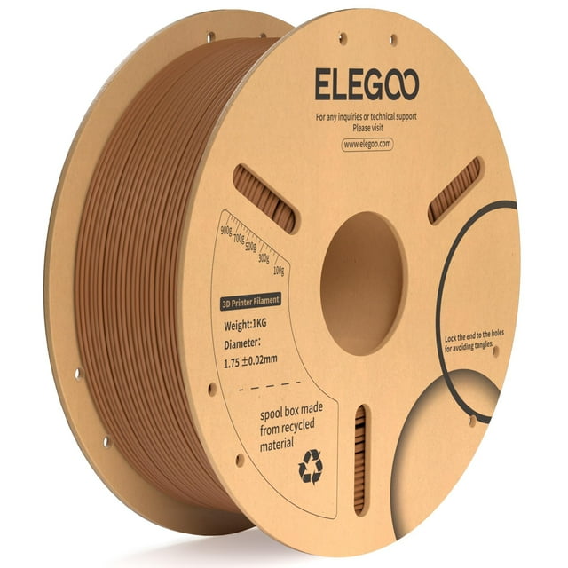 Filamento para impresora 3D ELEGOO PLA Plus de 1,75 mm, marrón, 1 kg