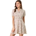 thumbnail image 1 of Vestido camisero floral vintage de gasa Allegra K con botones y manga corta Rosa S, 1 of 6